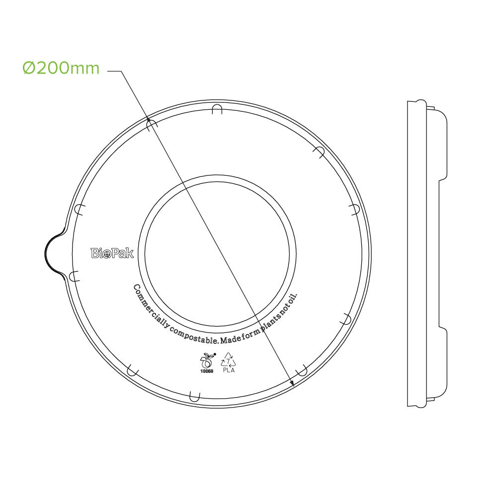 24-48oz/800-1420mL Clear PLA Plant Fibre BioBowl Lid - 400pcs/Ctn - TEM IMPORTS™