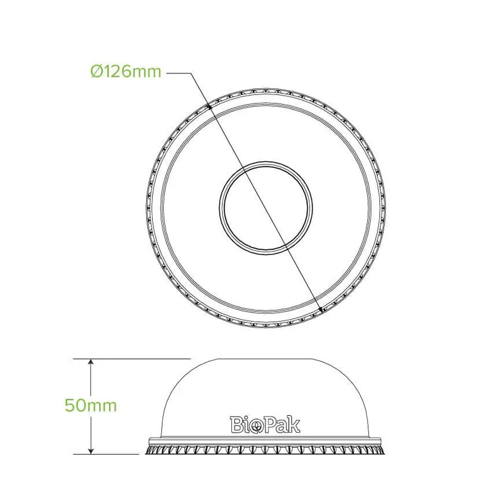 240 - 960mL Clear BioBowl Dome Lid - 500pcs/Ctn - TEM IMPORTS™