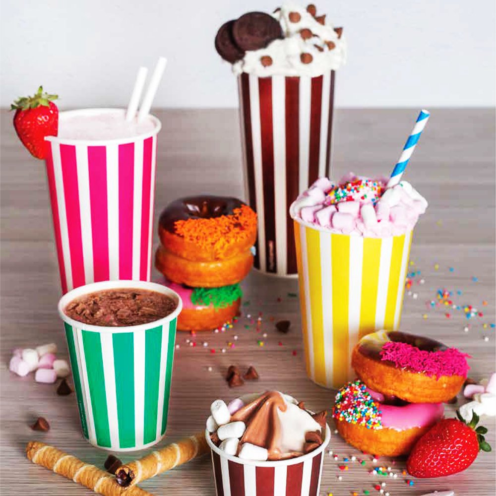 24oz/710mL (D/90mm) Candy Stripe Paper Cold Cup - TEM IMPORTS™