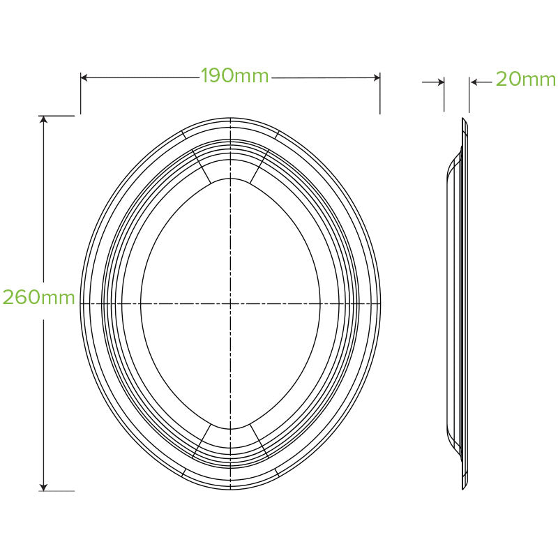 260x190mm Oval Plant Fibre Plate - 500pcs/Ctn - TEM IMPORTS™