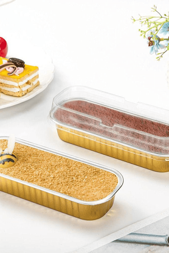 270mL Rectangular Aluminium Foil Loaf Cake Tin – Gold Series - TEM IMPORTS™