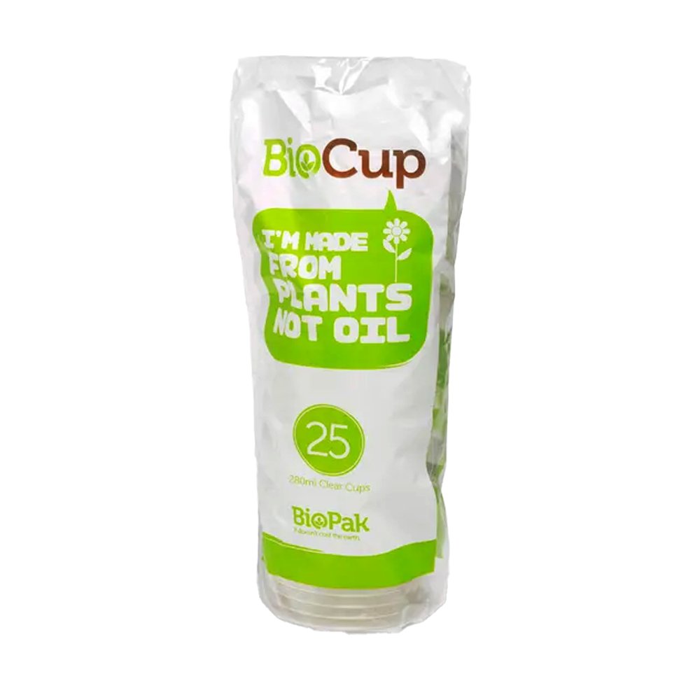 280mL / 10oz Clear Plastic BioCups - 25 Pack - TEM IMPORTS™