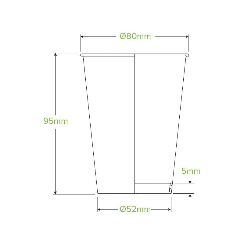 280mL/8oz (80mm) Leaf Single Wall BioCup - 1000/CTN - TEM IMPORTS™