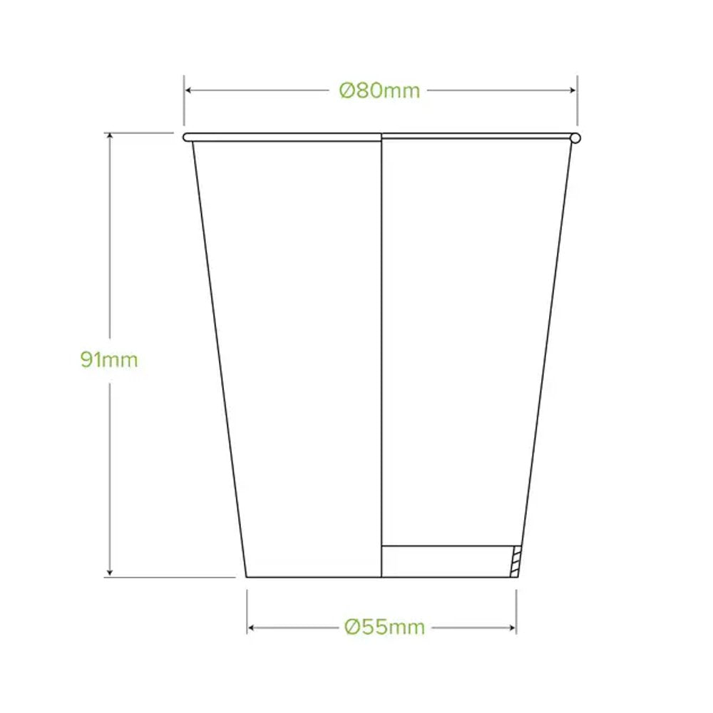 280mL/8oz (80mm) White Cold Paper BioCup - 1000/CTN - TEM IMPORTS™