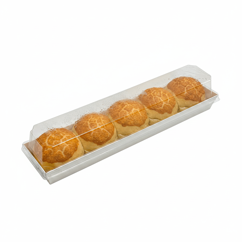 29x6.5cm Long Rectangular White Paper Tray With Clear Lid - TEM IMPORTS™