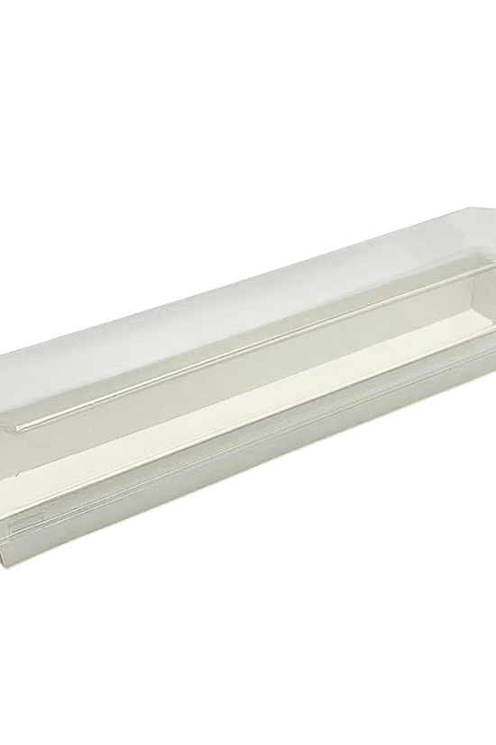 29x6.5cm Long Rectangular White Paper Tray With Clear Lid - TEM IMPORTS™