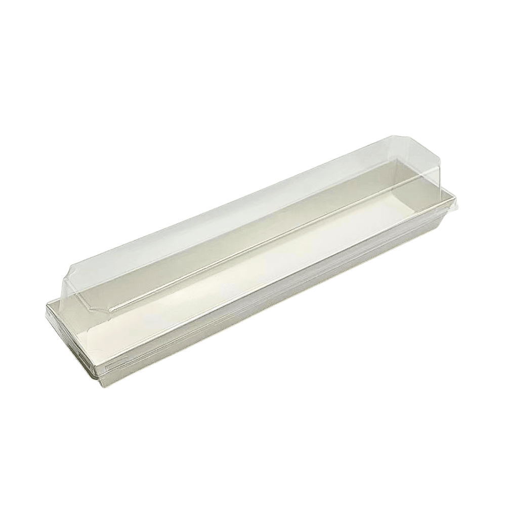 29x6.5cm Long Rectangular White Paper Tray With Clear Lid - TEM IMPORTS™