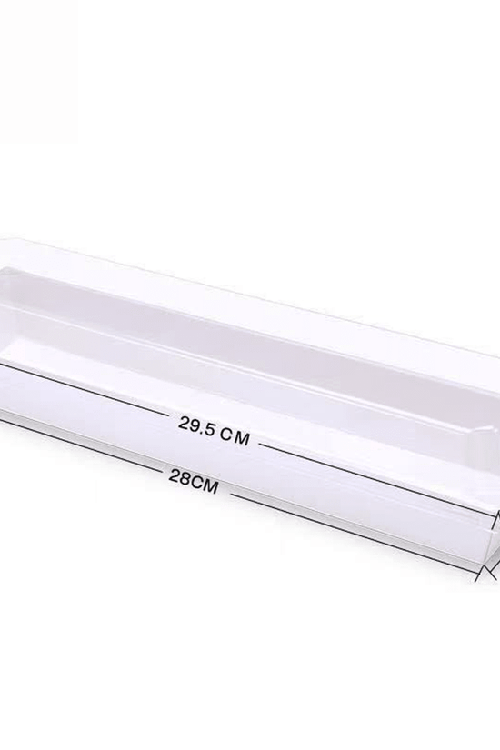 29x6.5cm Long Rectangular White Paper Tray With Clear Lid - TEM IMPORTS™