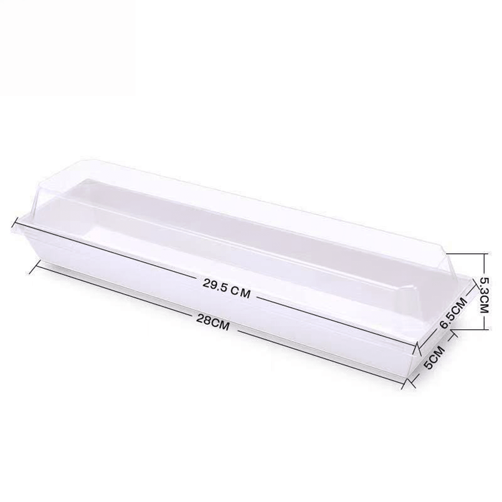 29x6.5cm Long Rectangular White Paper Tray With Clear Lid - TEM IMPORTS™