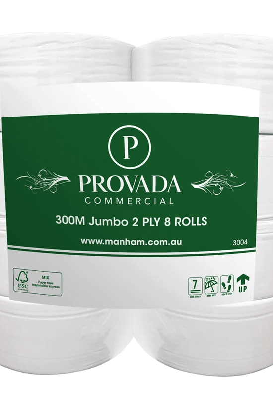 2PLY Embossed 300m Jumbo Toilet Roll - 8Rolls / Catron - TEM IMPORTS™