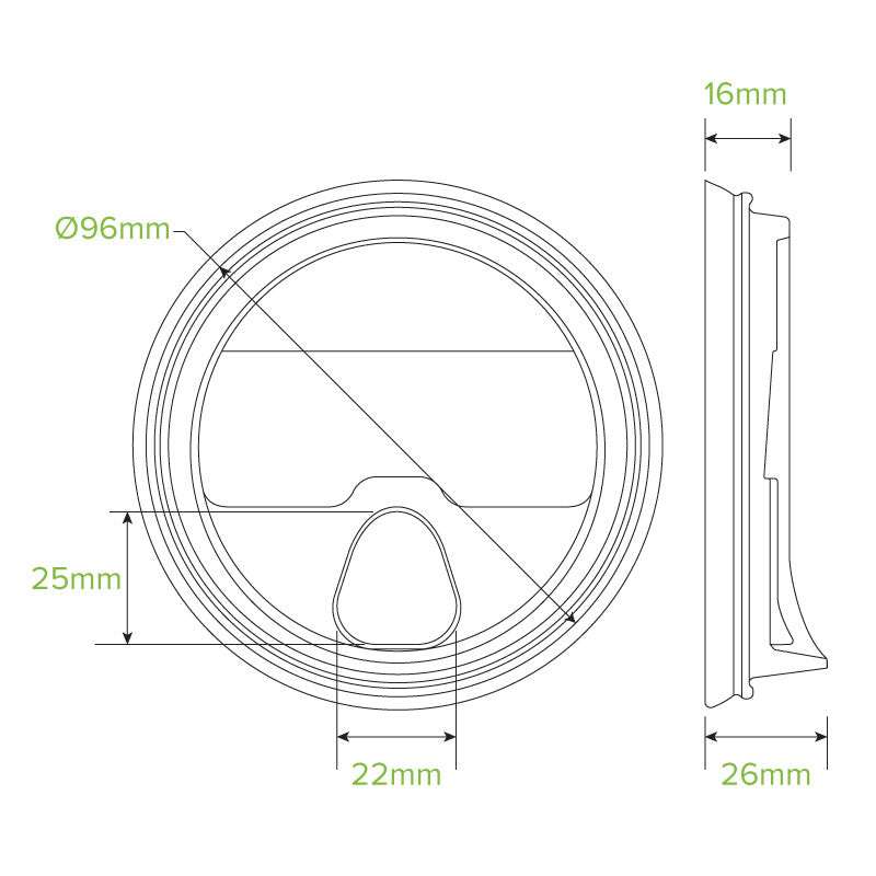 300-700mL (96mm) Sipper Clear BioCup Lid - 1000pcs/ctn - TEM IMPORTS™