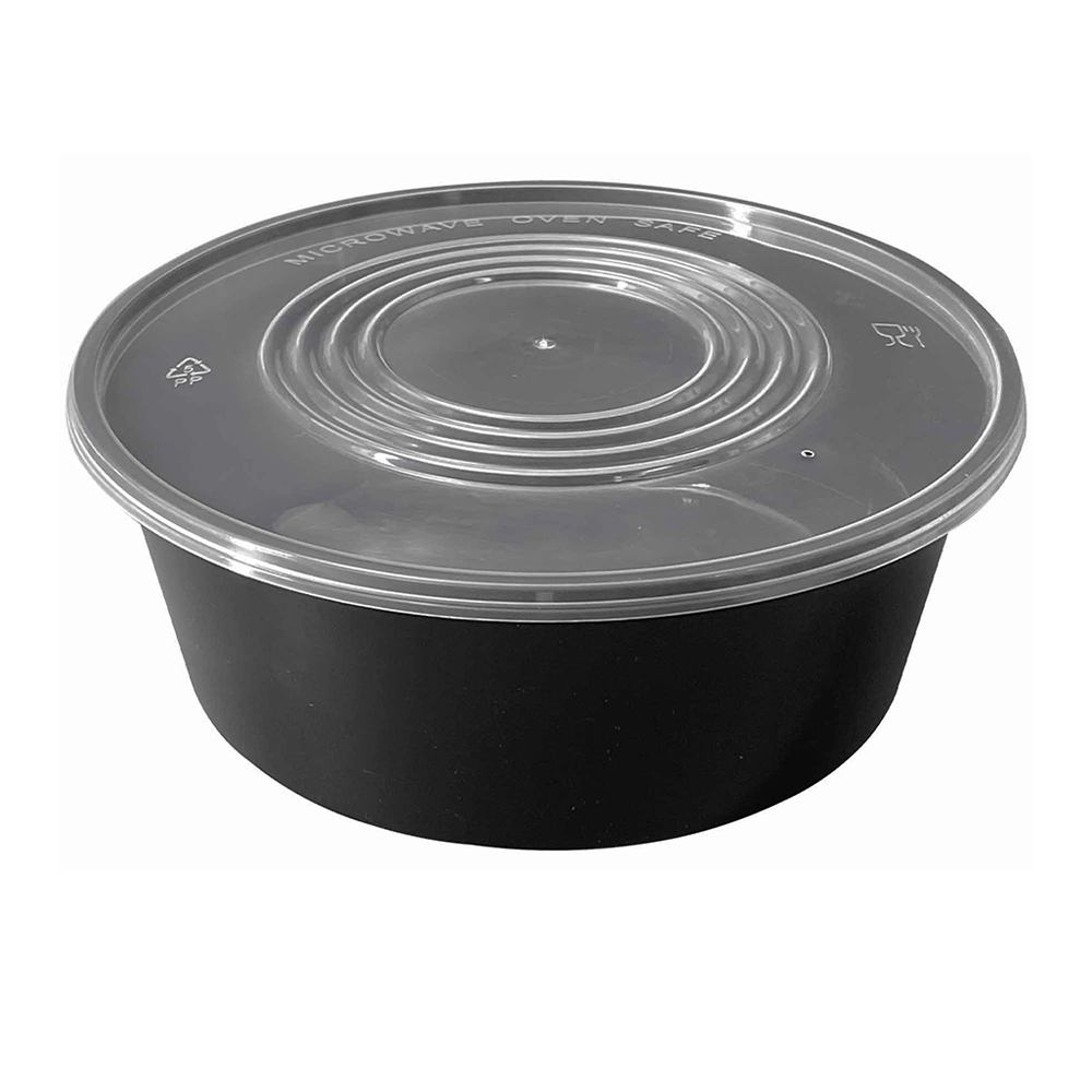 3000mL Takeaway Round Black Supa Bowls With Lid - TEM IMPORTS™