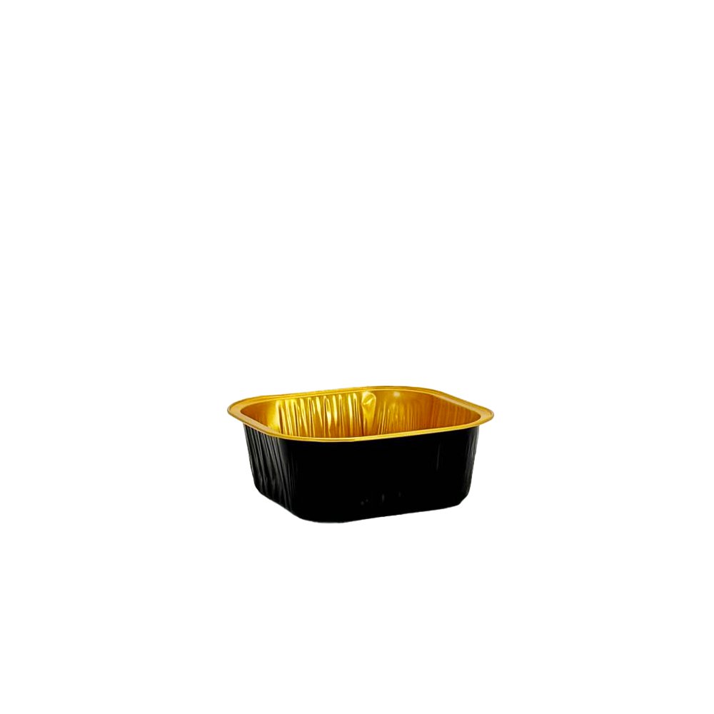 300mL Black & Gold Square Aluminium Foil Cake Tin - TEM IMPORTS™