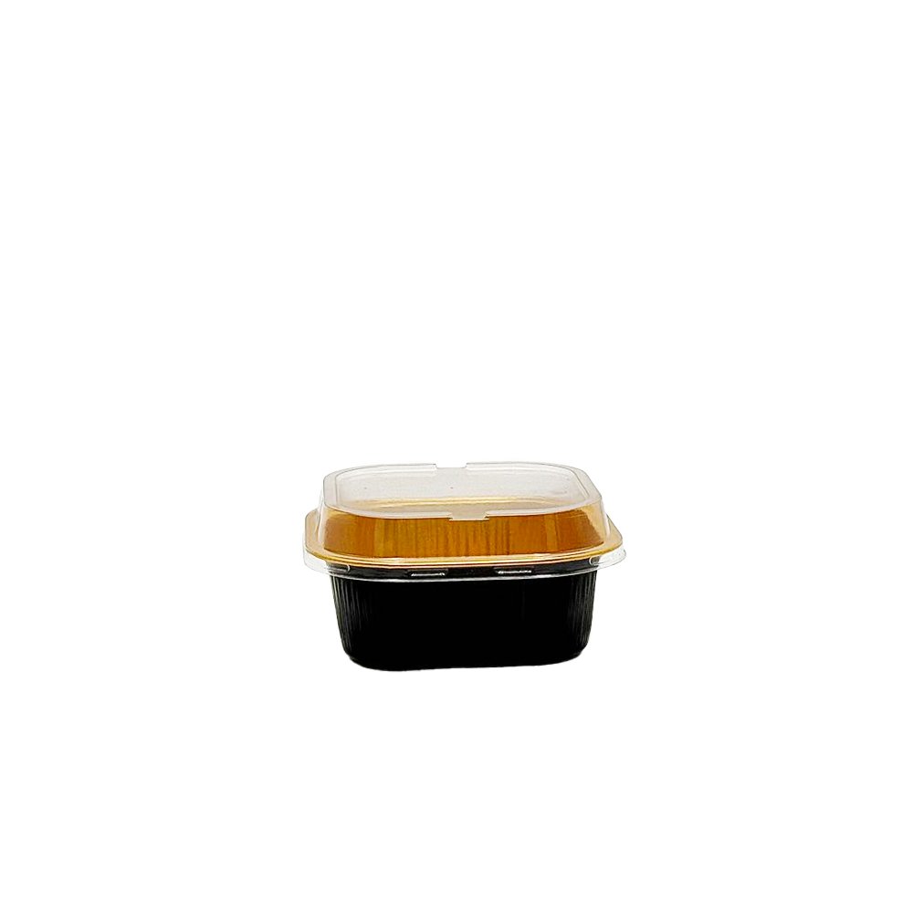 300mL Black & Gold Square Aluminium Foil Cake Tin - TEM IMPORTS™