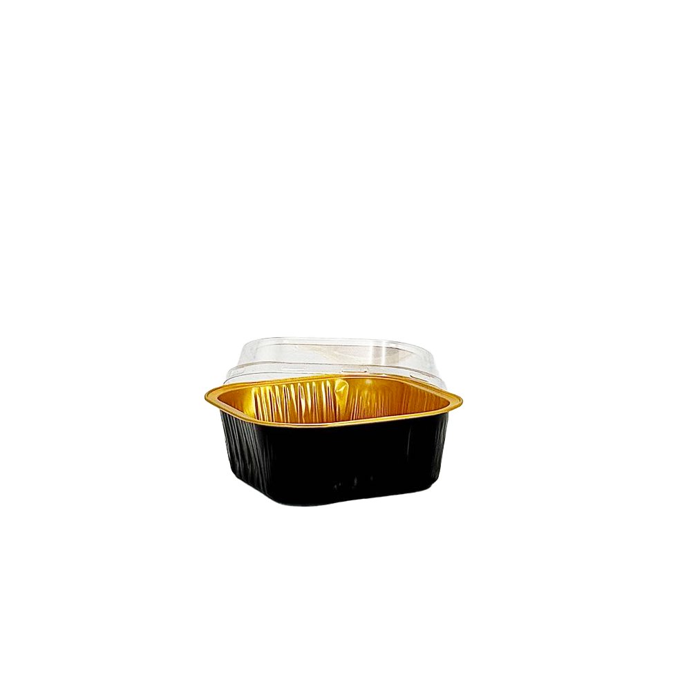 300mL Black & Gold Square Aluminium Foil Cake Tin - TEM IMPORTS™