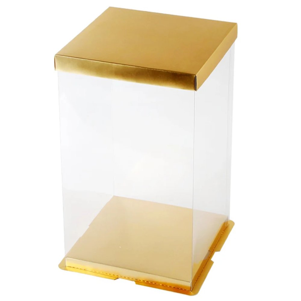 30x30x45 Clear Square Cake Box With Paper Lid - TEM IMPORTS™