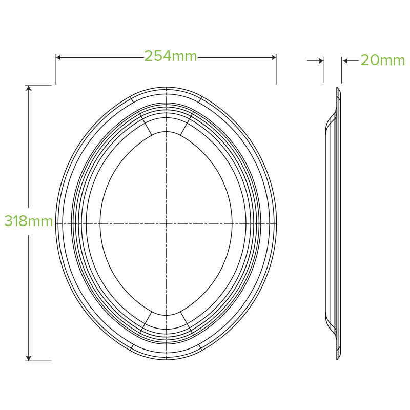 320x250mm Oval Plant Fibre Plate - 500pcs/Ctn - TEM IMPORTS™