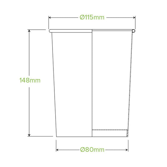 32oz/950mL White Paper BioBowl - 500pcs/Ctn - TEM IMPORTS™