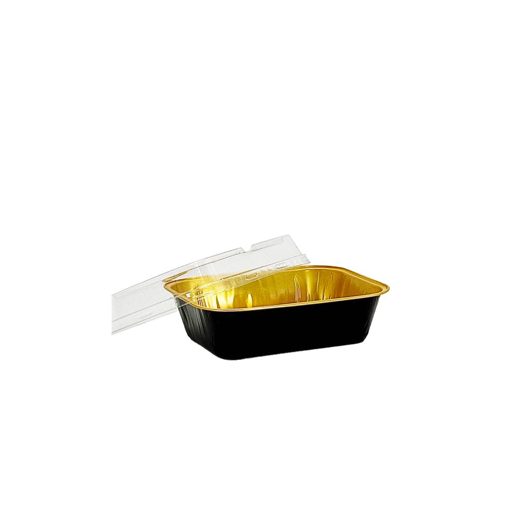 330mL Black & Gold Rectangular Aluminium Foil Cake Tin - TEM IMPORTS™