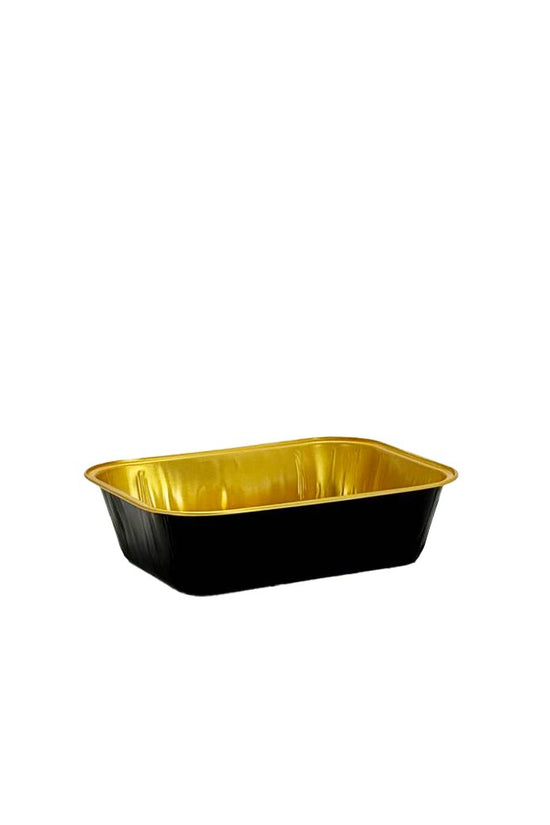 330mL Rectangular Aluminium Foil Cake Tin Black & Gold Series - Smooth Wall