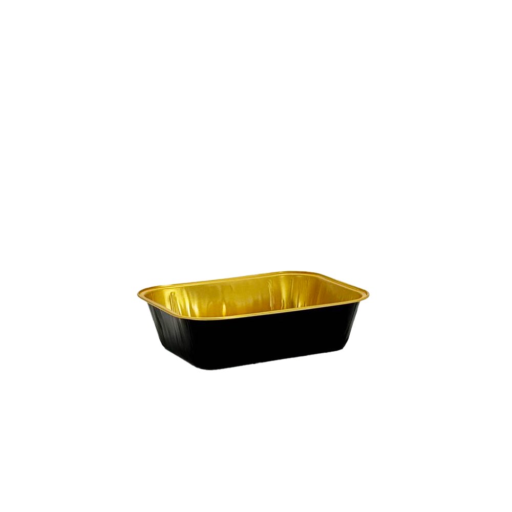 330mL Black & Gold Rectangular Aluminium Foil Cake Tin - TEM IMPORTS™