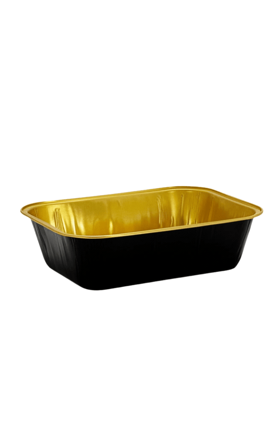 330mL Rectangular Smooth Wall Aluminium Foil Cake Tin - Black&Gold Series - TEM IMPORTS™