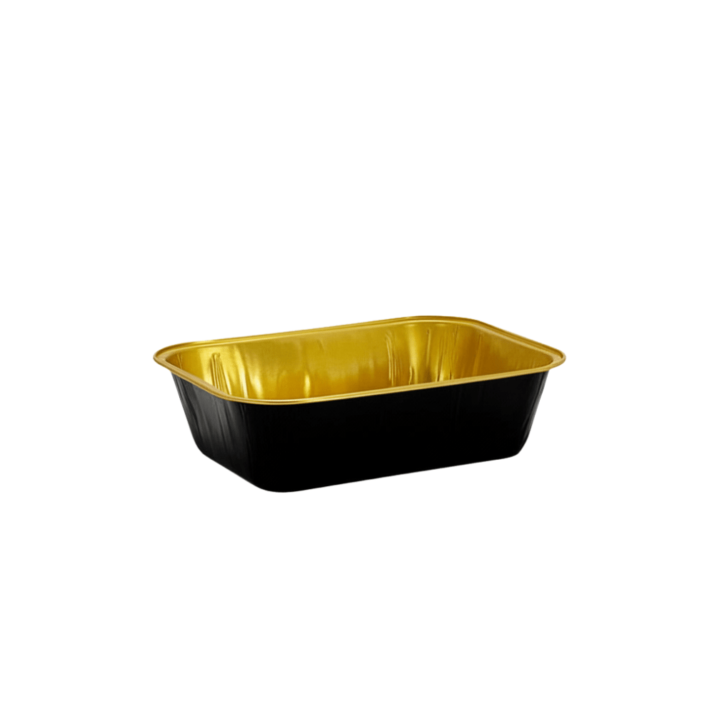 330mL Rectangular Smooth Wall Aluminium Foil Cake Tin - Black&Gold Series - TEM IMPORTS™