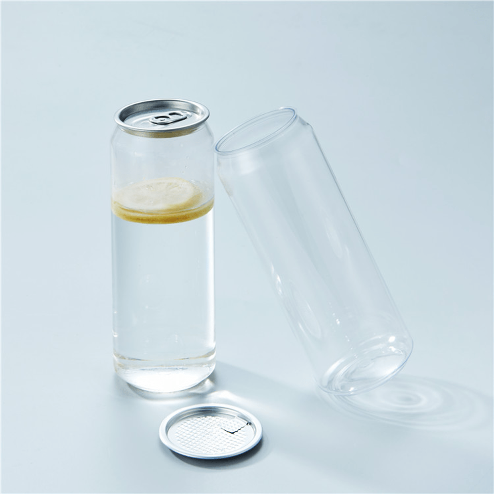 330mL Tall Slim Clear PET Can With Lid - 300/CTN - TEM IMPORTS™