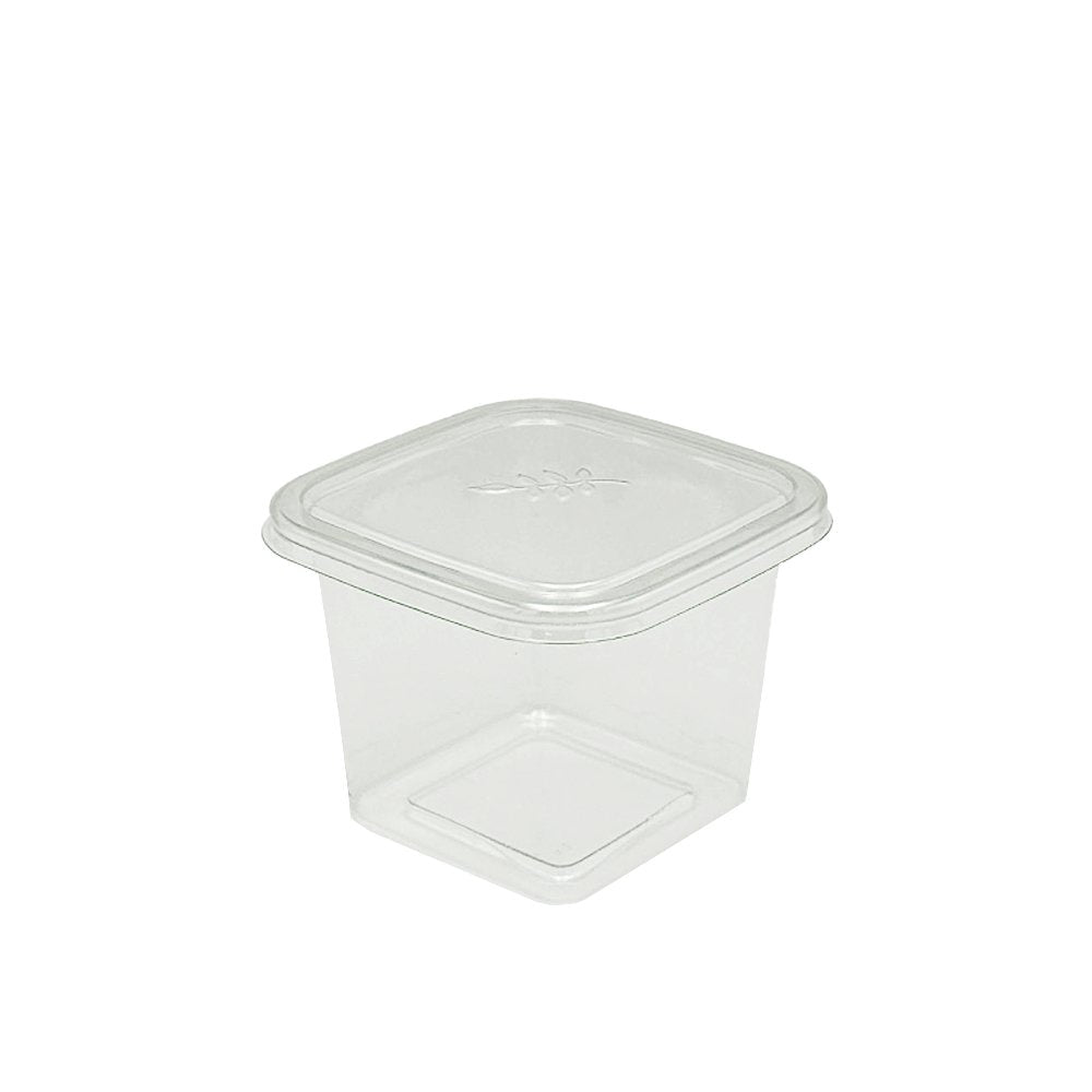 350mL Clear Tall Square Dessert Container With Lid - TEM IMPORTS™