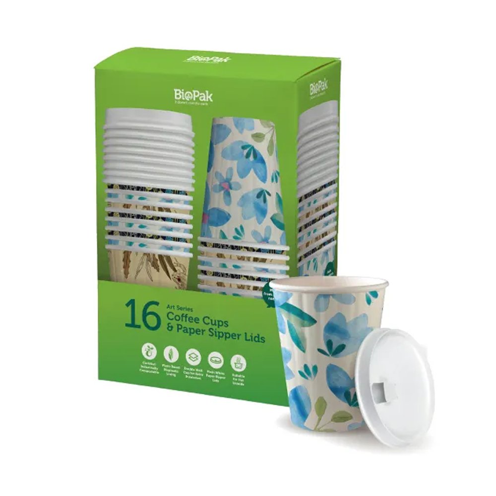 390mL / 12oz Double Wall BioCup & Paper Lid - 16 Pack - TEM IMPORTS™