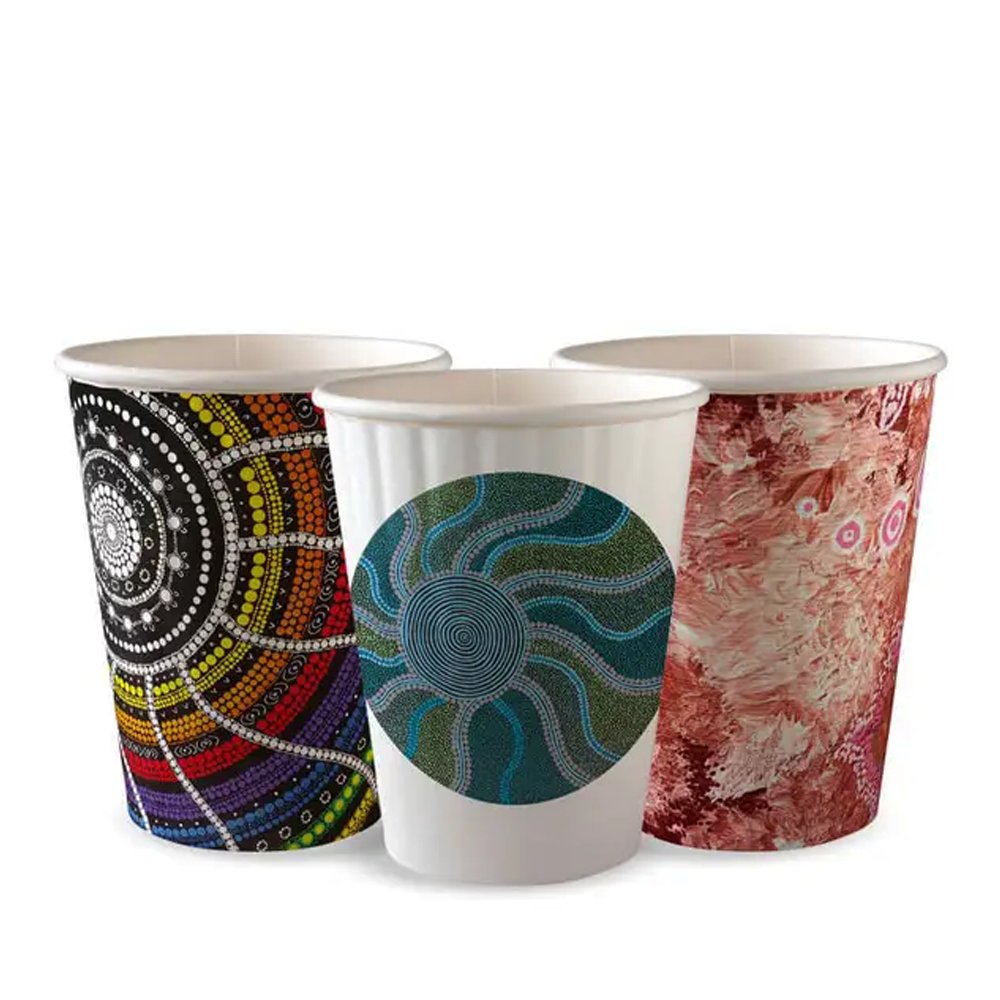 390mL/12oz (90mm) Indigenous Art Double Single Wall BioCup - 1000/CTN - TEM IMPORTS™