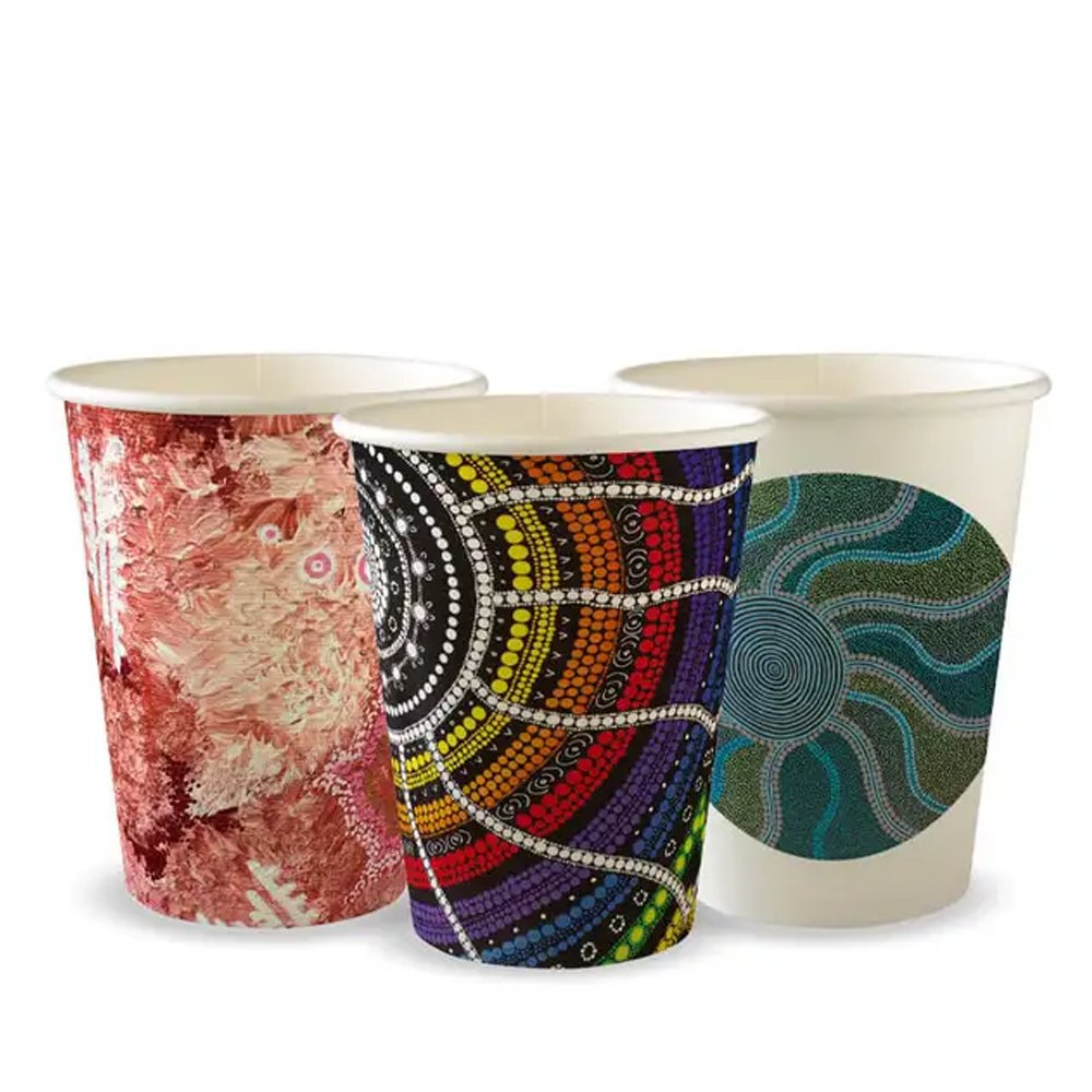 390mL/12oz (90mm) Indigenous Art Series Single Wall BioCup - 1000/CTN - TEM IMPORTS™