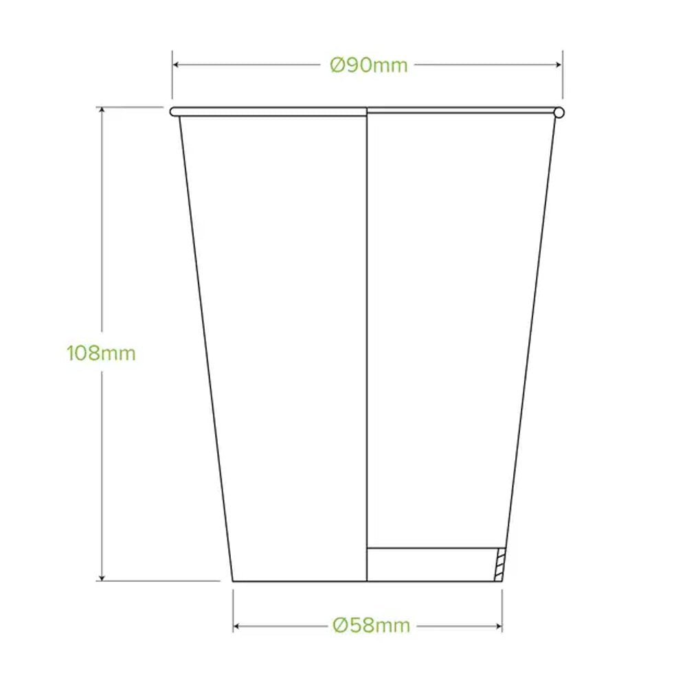 390mL/12oz (90mm) White Cold Paper BioCup - 1000/CTN - TEM IMPORTS™