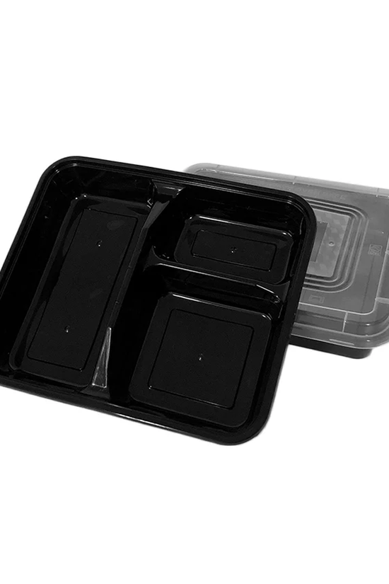 Hộp cơm Bento đen 3 ngăn có nắp