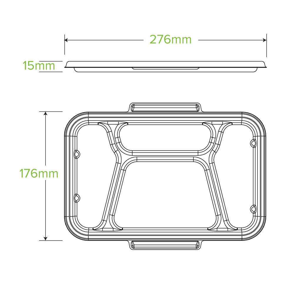 4-Compartment Natural Plant Fibre Takeaway Lid - 300pcs/Ctn - TEM IMPORTS™