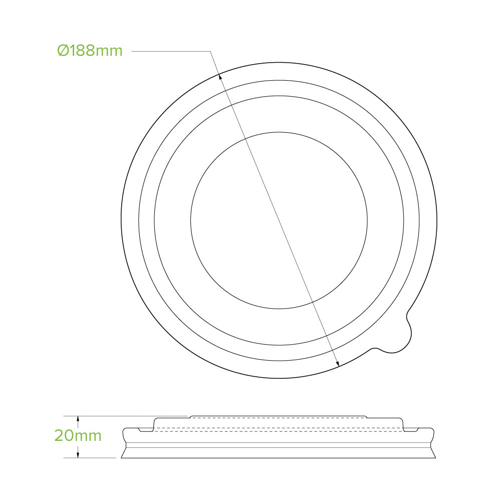 44oz/1300mL Clear RPET BioBowl Lid - 200pcs/Ctn - TEM IMPORTS™