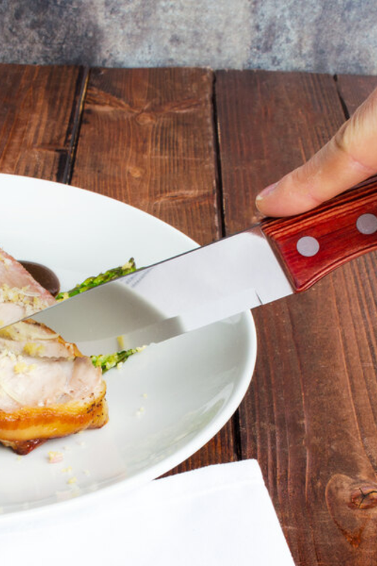KH Kharve® Pakkawood Jumbo Steak Knife Red - Pack of 12