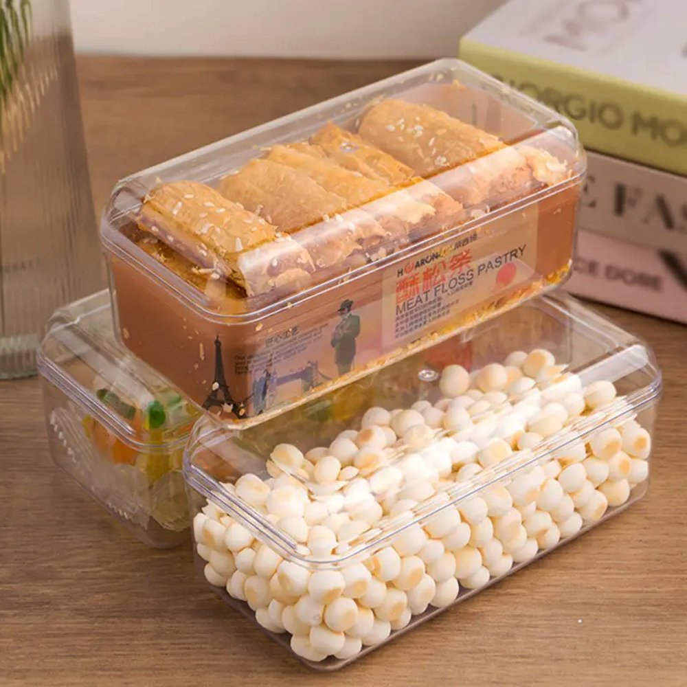 470mL Clear Long Rectangular Container With Hard Lid - TEM IMPORTS™