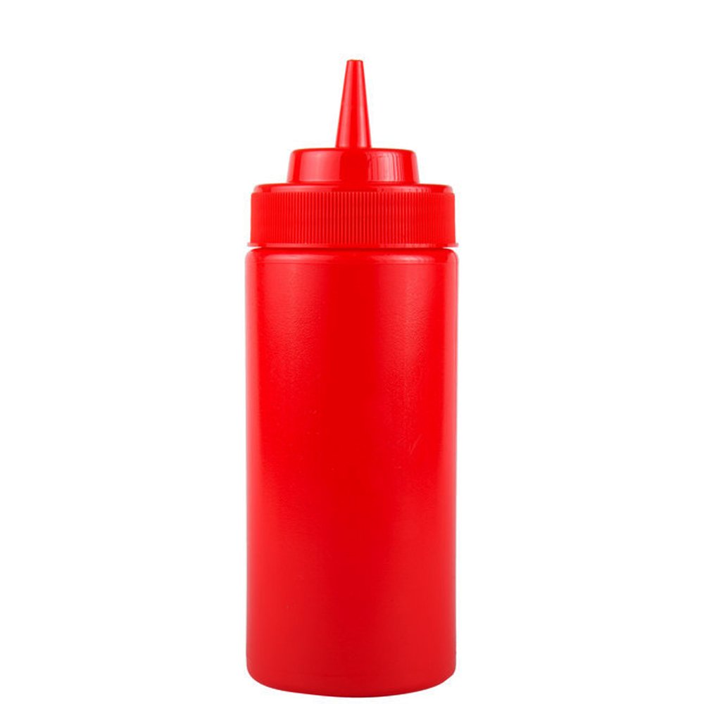 472mL Red Plastic Squeeze Bottle Wide Mouth - TEM IMPORTS™