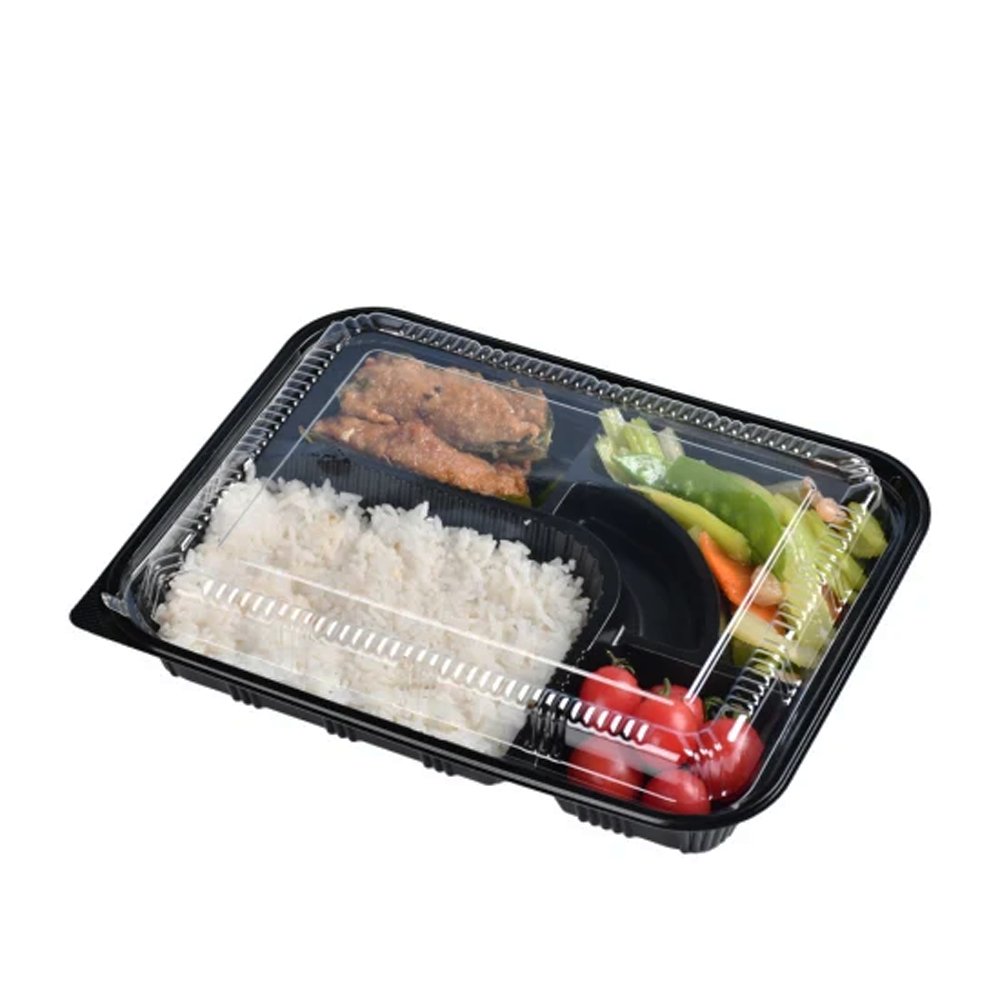 5 Compartment Black Takeaway Container With Clear Lid - TEM IMPORTS™