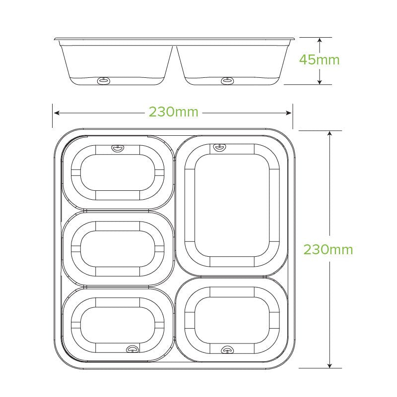 5-Compartment Natural Plant Fibre Takeaway Base - 300pcs/Ctn - TEM IMPORTS™