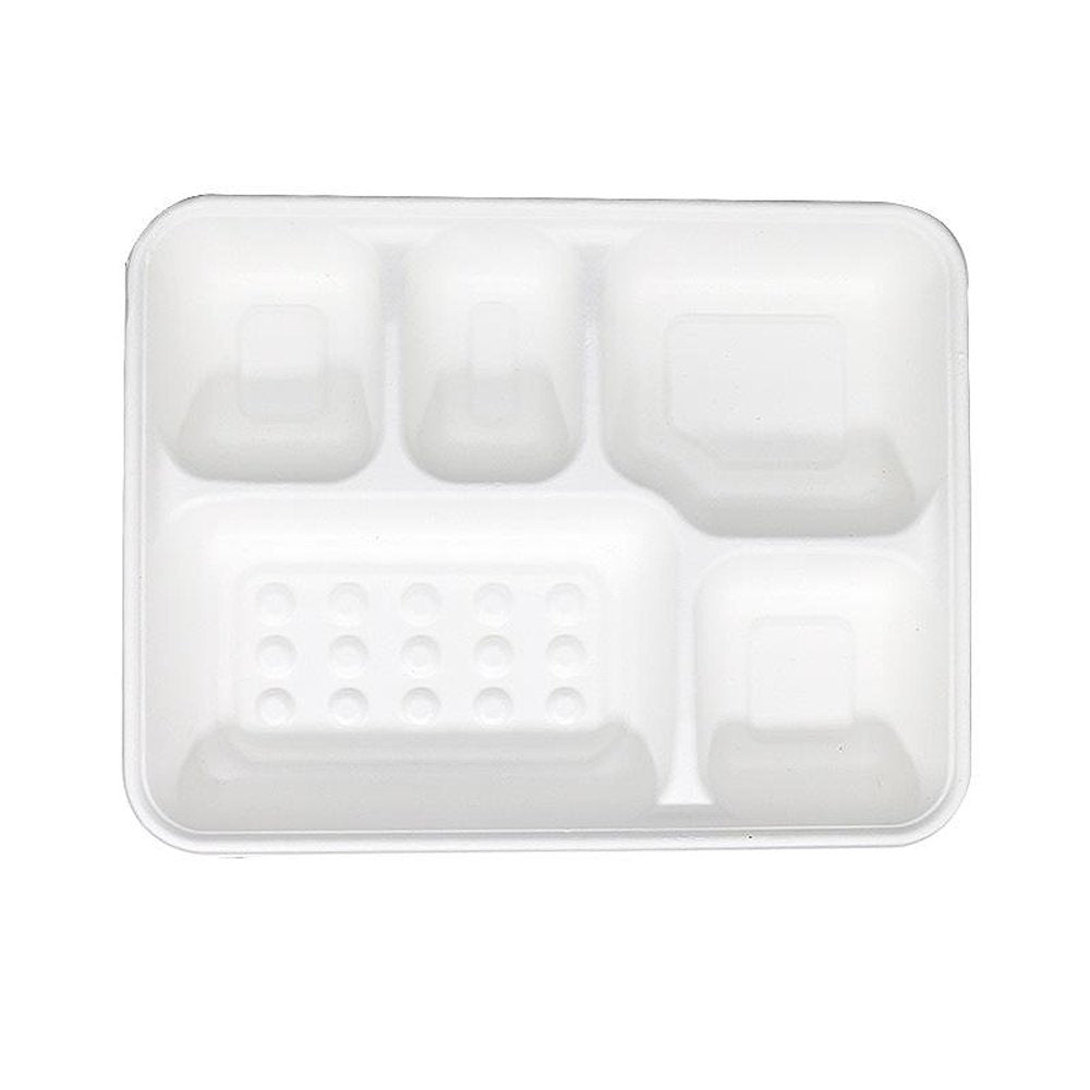 5 Compartment Rectangular Sugarcane Tray - TEM IMPORTS™