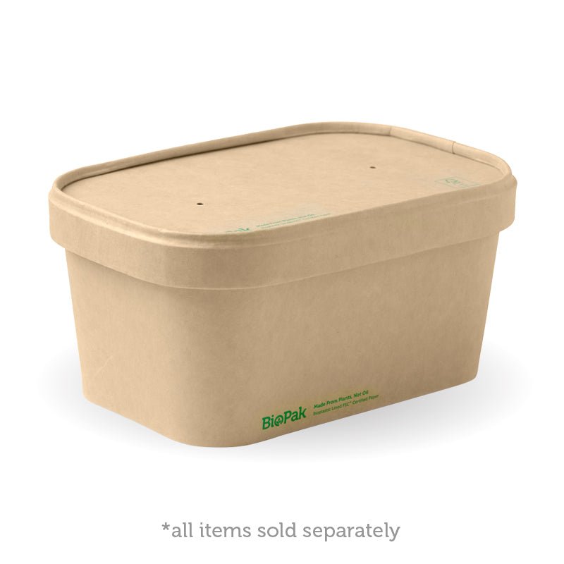 500-1,000mL Kraft Paper BioBoard Takeaway Lid - 300pcs/Ctn - TEM IMPORTS™