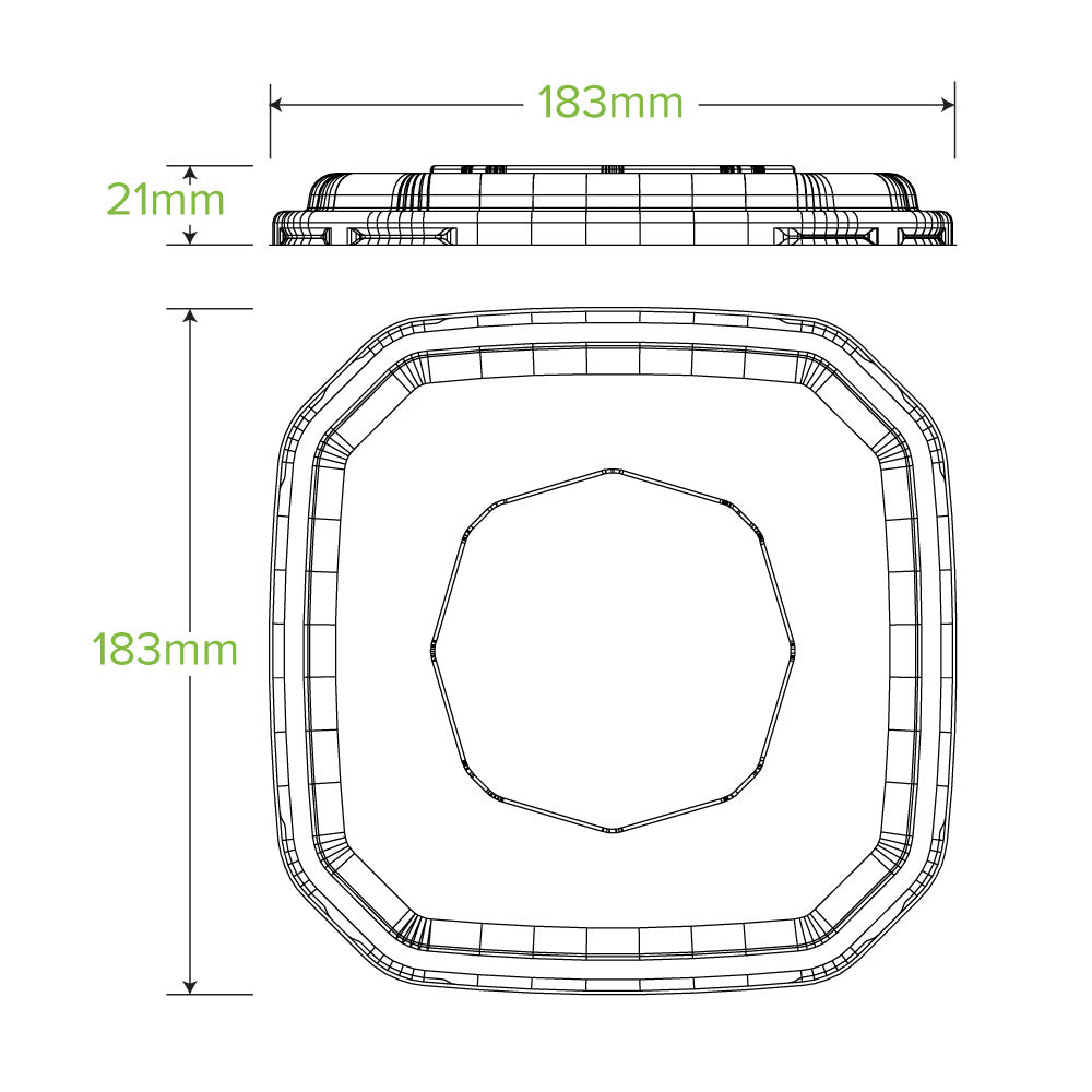 500 & 600mL Clear RPET Octa Takeaway Lid - 400pcs/Ctn - TEM IMPORTS™