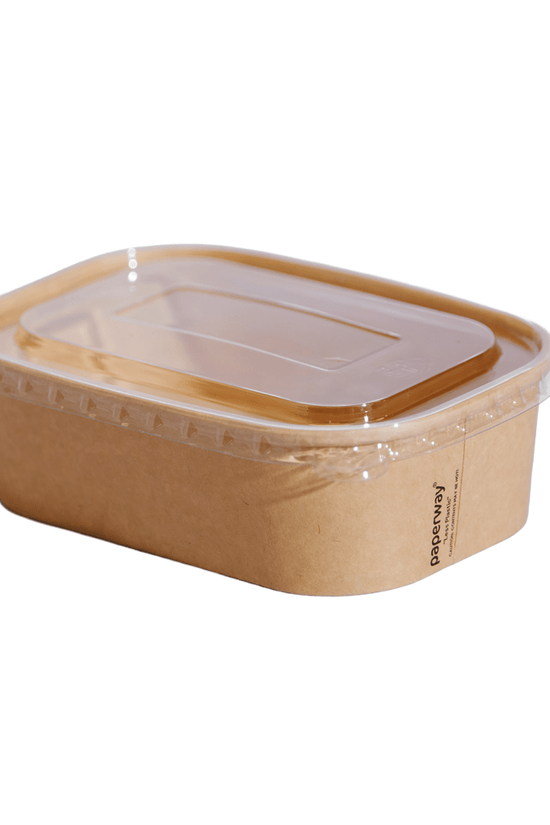 500mL - 1000mL Clear PET Lid Suit Paperway® Rectangular - 300/CTN - TEM IMPORTS™