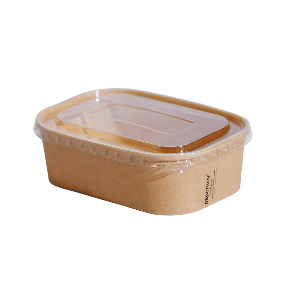 500mL - 1000mL Clear PET Lid Suit Paperway® Rectangular - 300/CTN - TEM IMPORTS™