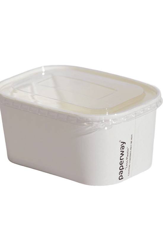 500mL - 1000mL Clear PET Lid Suit Paperway® Rectangular - 300/CTN - TEM IMPORTS™