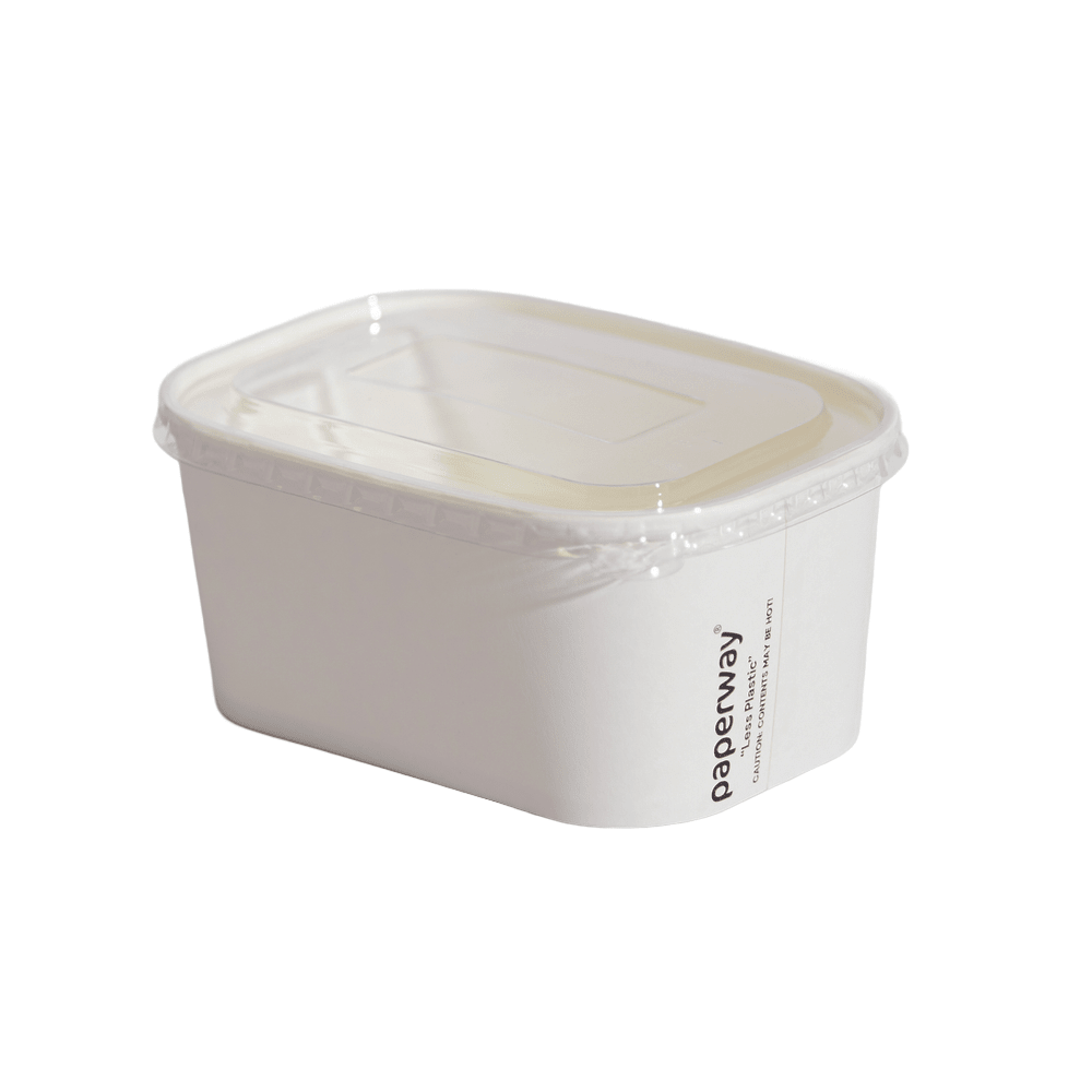 500mL - 1000mL Clear PET Lid Suit Paperway® Rectangular - 300/CTN - TEM IMPORTS™