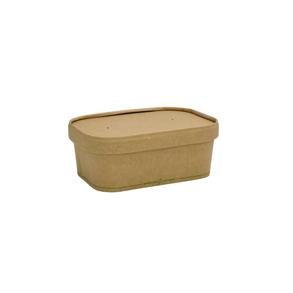 500mL - 1000mL PLA Coated Kraft Lid For Rectangular Container - TEM IMPORTS™