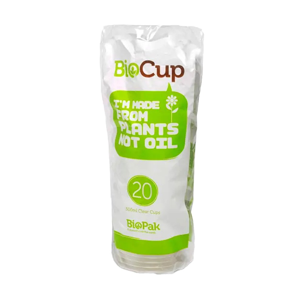 500mL / 16oz Clear Plastic Tumbler BioCups - 20 Pack - TEM IMPORTS™